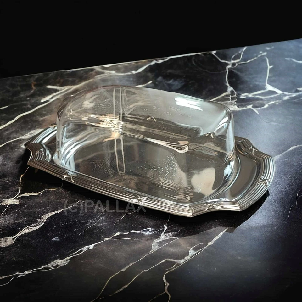 WMF ORIGINAL KREUZBAND LUDWIG XVI. BUTTERDOSE CROMARGAN 1970er JAHRE VINTAGE - Bild 2 von 2