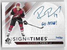 17/18 SP AUTHENTIC SIGN OF THE TIMES INSCRIBED AUTOGRAPH Richard Panik #20/50