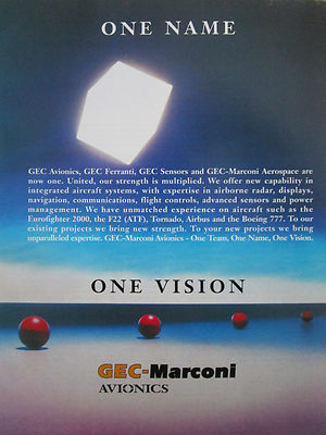 3/1993 PUB GEC MARCONI AVIONIK FERRANTI SENSORS AEROSPACE SYSTEMS ORIGINAL ANZEIGE