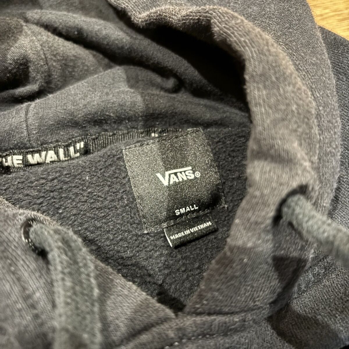 Vans Off The Wall Hoodie Black Checkered Embroidered Logo Vans Off The Wall Hoodie Black Checkered Embroidered Logo