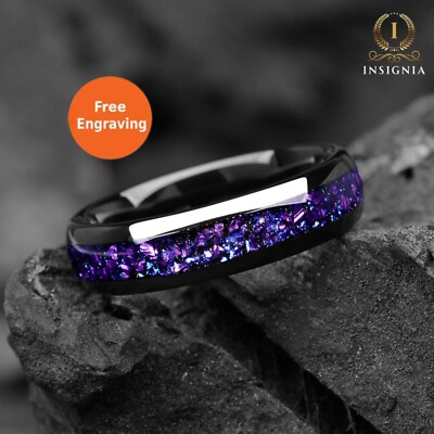 Galaxy Ehering schwarz - Alexandrit Wolfram Band für Männer & Frauen Galaxy 6 mm