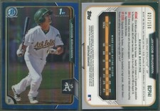 2015 Bowman Chrome Blue Refractor #BCP141 Jaycob Brugman - Athletics - (020/150)