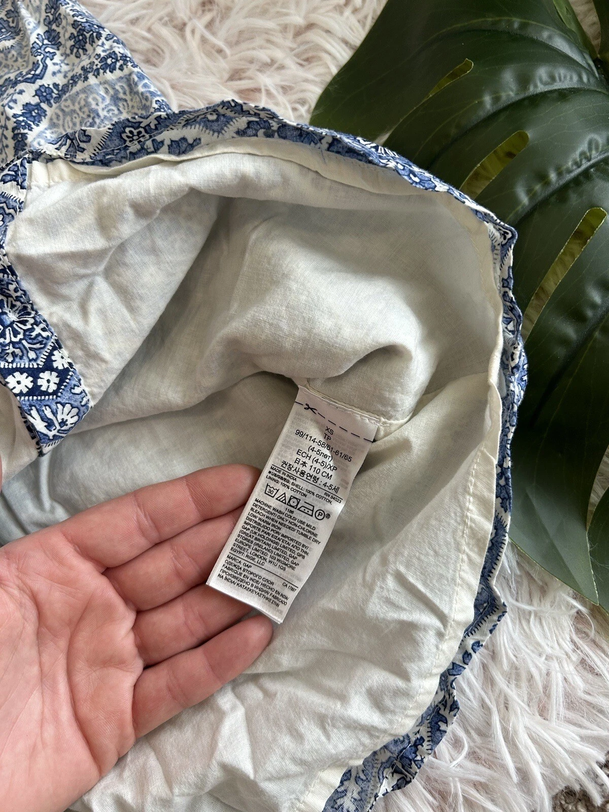 OFF WHITE Abito Chevron Gaps Bambini Blu Off Bianco Floreale Paisley 100% Cotone Bottone XS 4