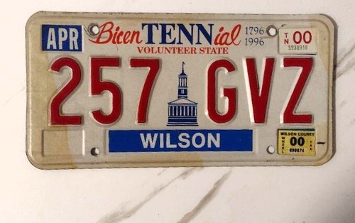 Tennessee State Bicentennial Nummernschild Wilson County