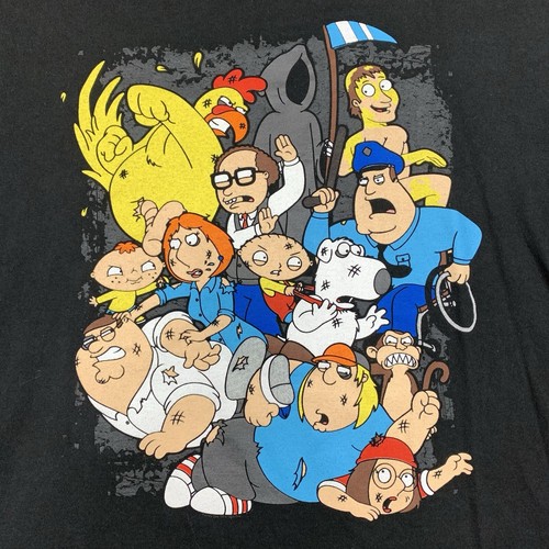 VTG Family Guy Size 2XL Black Graphic T Shirt Y2K Peter Stewie Brian Cast EUC - Picture 2 of 7