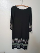 Nine West Womens Knit Dress Size Small Black Multicolor Form Fitting Stretch