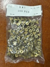1 TRADESHIP BRASS SPUR PINION GEAR 14 TEETH STRANGE BORE SLOT CAR M0.5 PITCH
