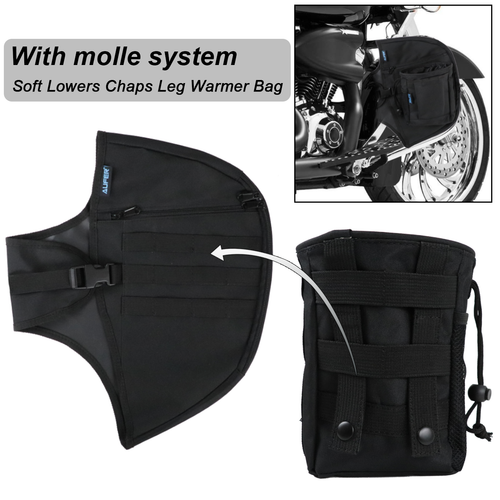 Soft Lowers Chaps Engine Bar Covers Bag for Harley Touring Road King 1980-2023 - Picture 2 of 9