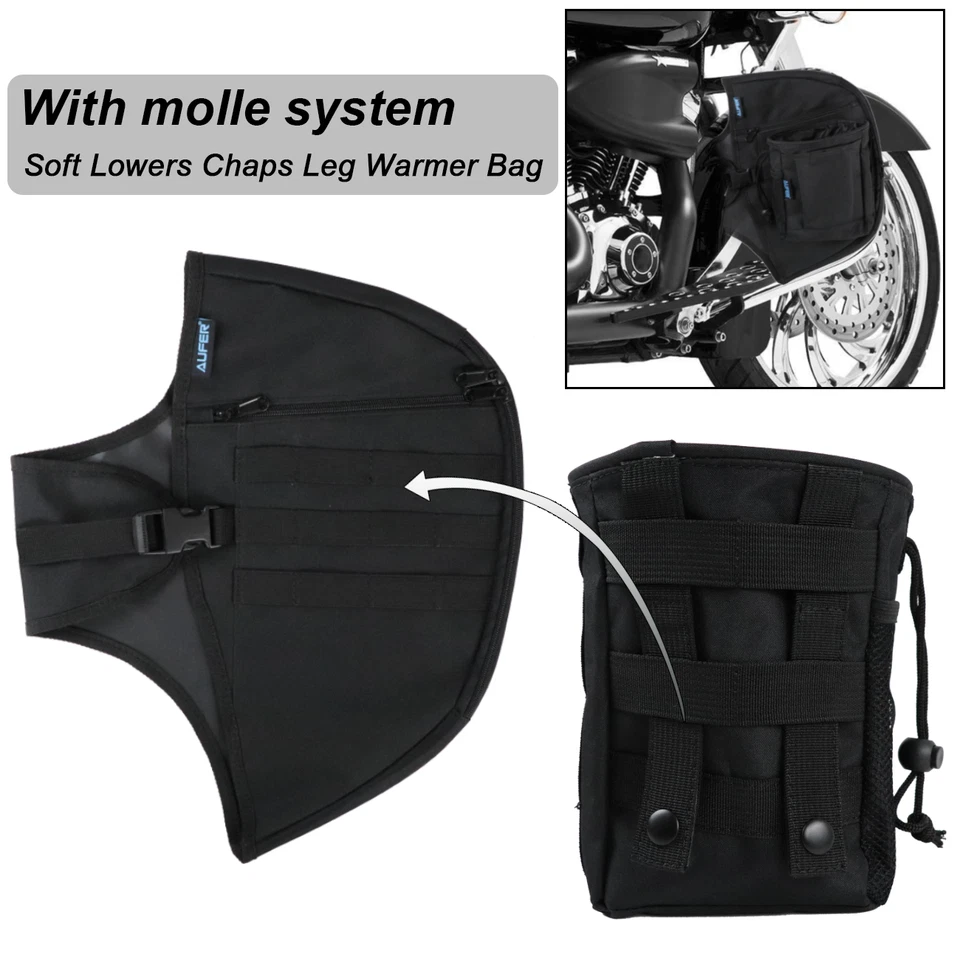 Bolsa de cubiertas de barra de motor Soft Lowers Chaps para Harley Touring Road King 1980-2023 Foto 2 de 4