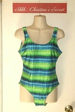 ISLANDER Womens Swimsuit One Piece Classic Jewel Green Blue Sz 12  VG  