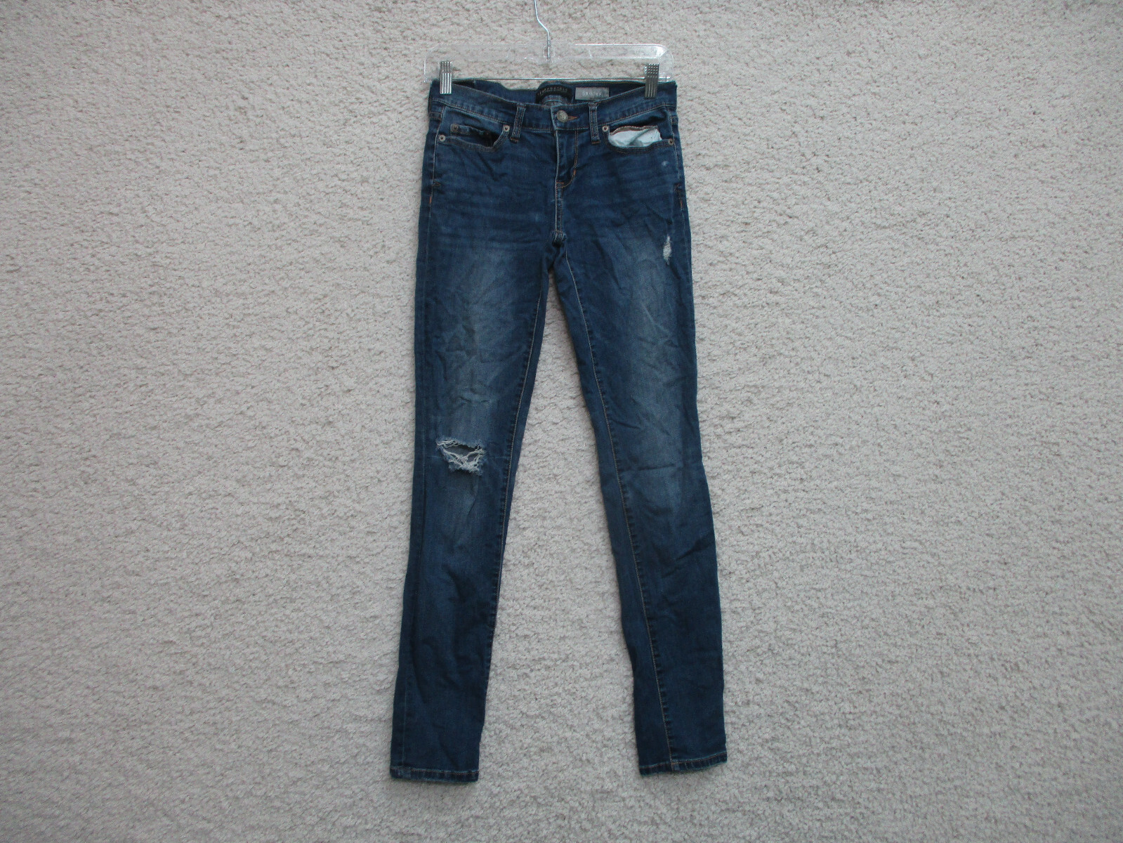 Aeropostale Jeans 2 Womens Regular Size Blue Denim Skinny Distressed Dark Wash