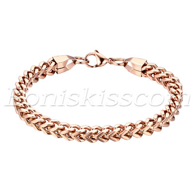 Men's Women's Heavy Stainless Steel Square Curb Wheat Franco Bracelet Chain Link