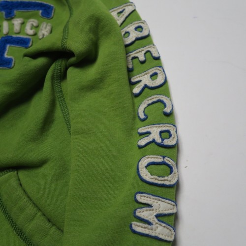 ABERCROMBIE & FITCH GREEN APPLIQUE HOODY JACKET SMALL WOMEN 2 WAY ZIPPER sweater - Picture 9 of 19
