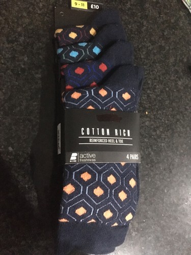 Next to nothin 4 Pk Hombres Rich Calcetines al Tobillo 9-11 Diseño Color Azul Marino - Imagen 1 de 2