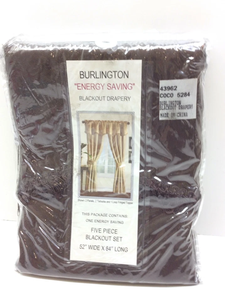 Juego de 5 paneles de cortina de ventana United Curtain Burlington Blackout 52" x 84" Foto 3 de 4