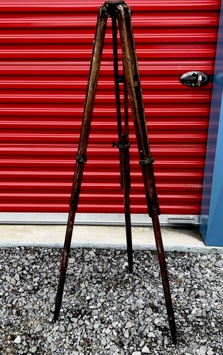 Vintage WOOD TRIPOD 4.8 rustic decor transit lamp stand survey adjustable wooden