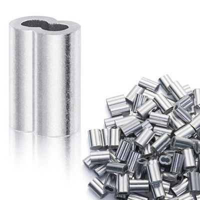 100 Pcs 1/8 Inch Aluminum Crimping Loop Sleeve Cable Ferrule Wire Rope Sleeves