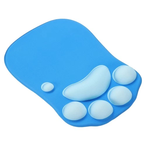 Gel Mouse Pad with Wrist Rest, Ergonomic Mouse Pad Cat's Paw, Blue