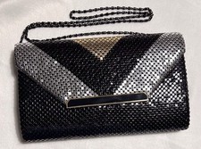 VINTAGE BLACK SILVER GOLD Y S ORIGINAL EVENING BAG MAGNETIC CLOSURE 27 YRS 10x6  
