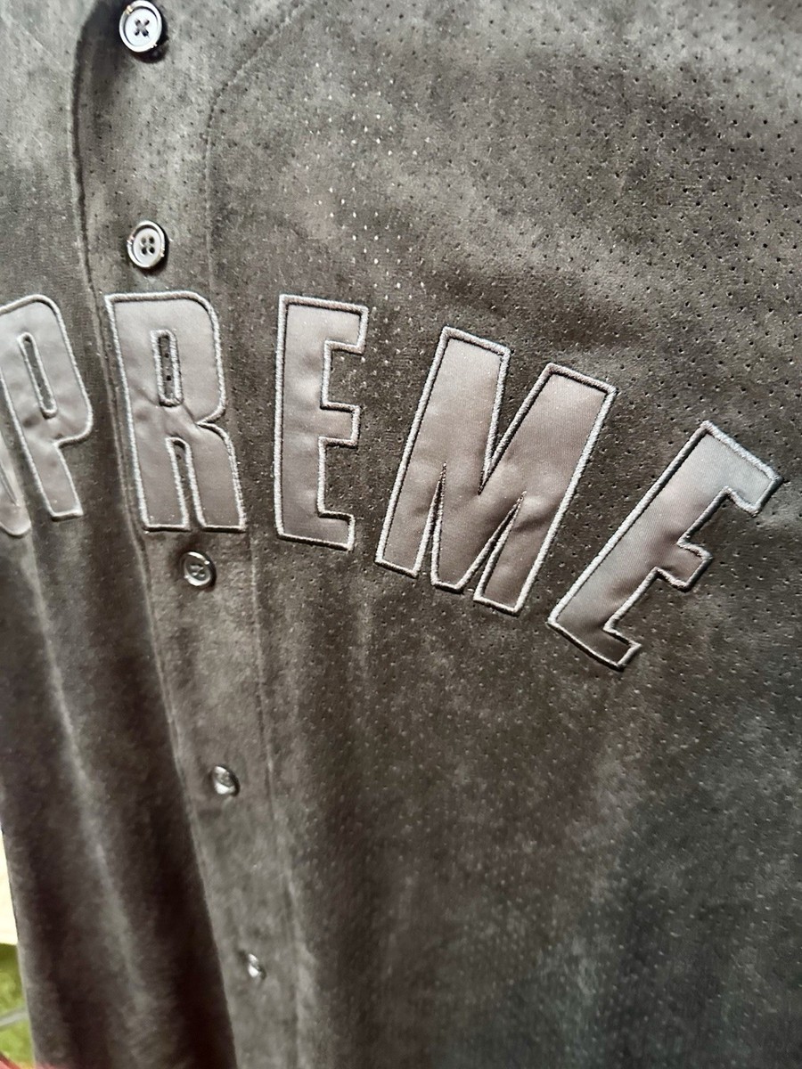 Supreme Ultrasuede Mesh Baseball Jersey Short Sleeve Shirt XL