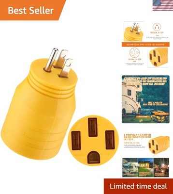 Compact 50A to 15A RV Adapter - Durable and Bright Yellow 110 Volt Converter