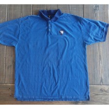 Vintage 90s Tasmanian Devil Polo Shirt Mens XL Blue Striped Warner Bros Retro