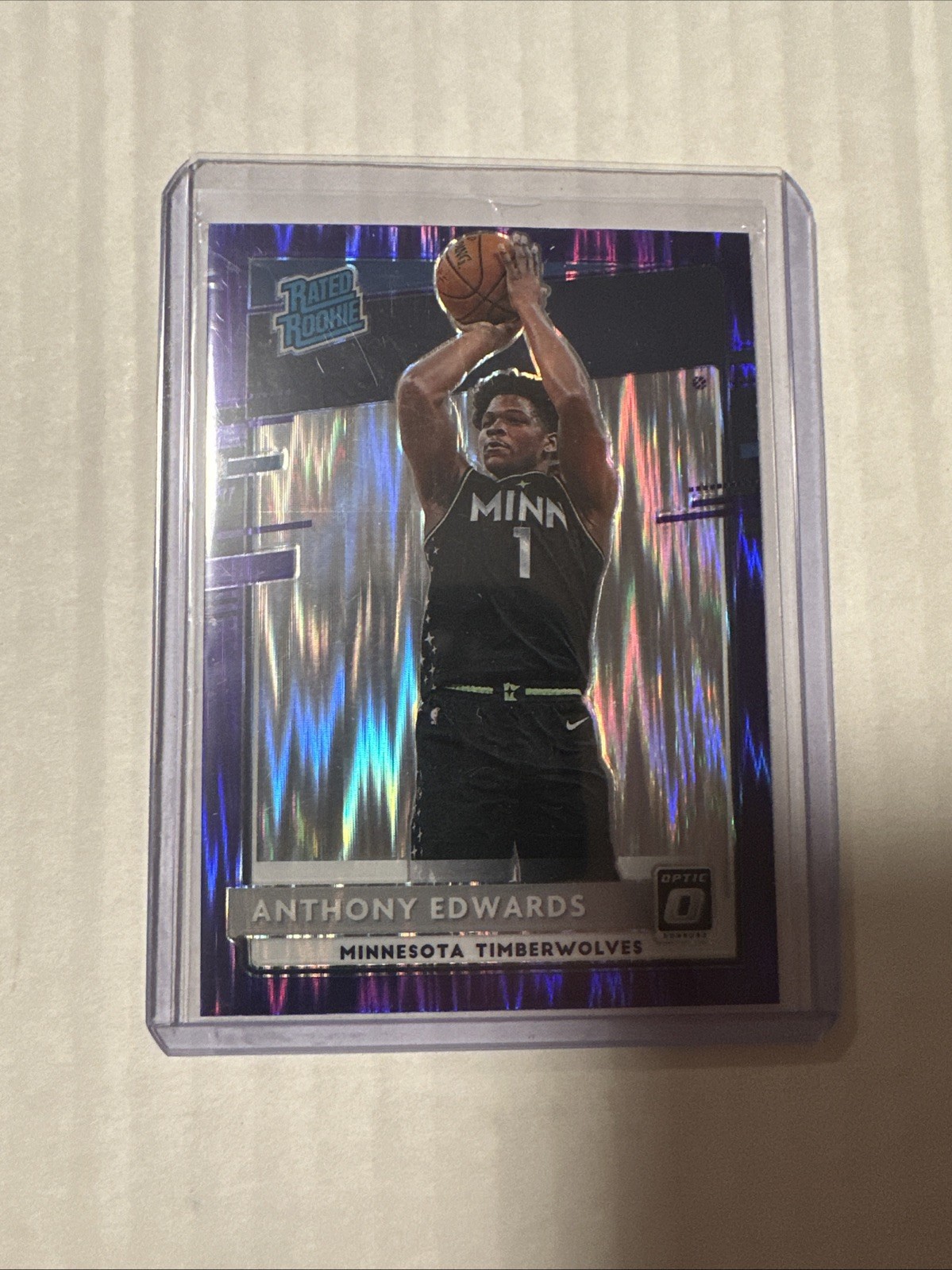 2020-21 Panini Donruss Optic Rated Rookie Anthony Edwards #151 Purple Shock