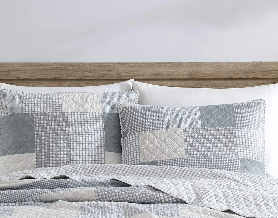 Anderson 3-Piece Printed Patchwork Quilt Set - Plaid Checkered Stripe Coverle... - Image 3 of 4