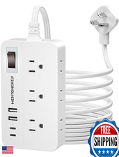 Surge Protector Power Strip 6 Outlets 4 USB Ports 10FT Flat Plug 1080J ETL