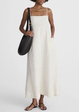 Madewell 100% Linen Empire Waist Midi Dress XS Striped NWT