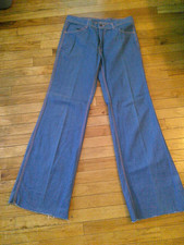 Vtg 70s Disco MOON COVERS Hi Waist Flare Bell Bottom Jeans STAR Pockets 34x34
