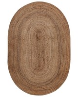 Teppich Jute Beige 100X150 Cm Oval Handgewebt Naturfaser Boho Kurzflor Demirci