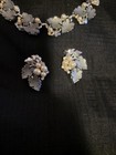 Silver Tone Floral Necklace & Clip-On Earrings Set with Faux Pearls — photo 4