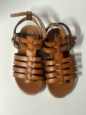Wonder Nation Girls Brown Strappy Buckle Sandals Open Toe US Size 10