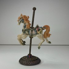 Mini Carousel Horse Figurine on Metal Stand/Base, Approx 5 in Tall vintage.