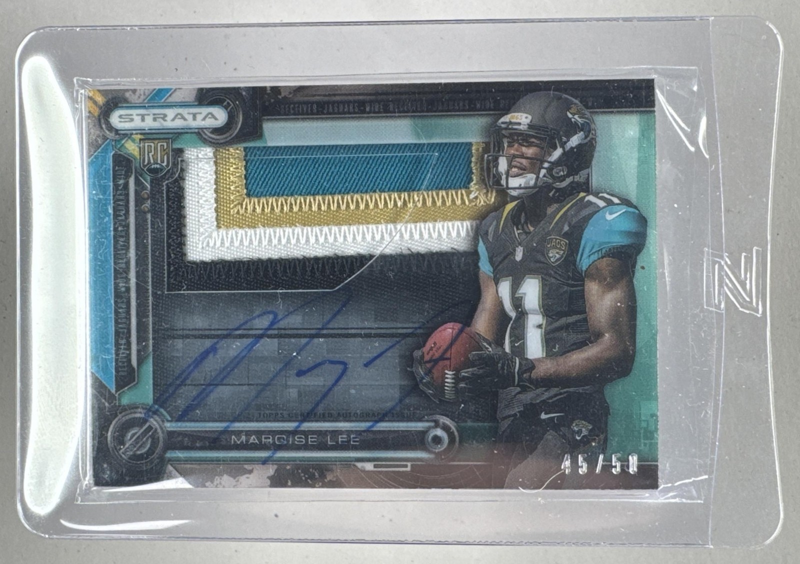 Marqise Lee Topps Strata Clear Cut Autograph Rookie Relic #ML Emerald Patch