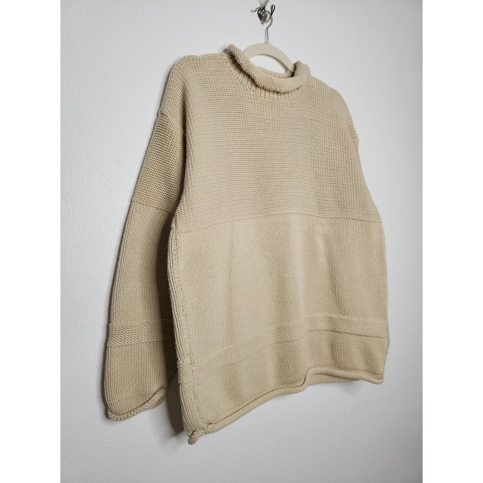 Vintage Guess Classic Sportswear Mock Neck Sweater Cotton Cream Tan Medium - Image 2 of 4