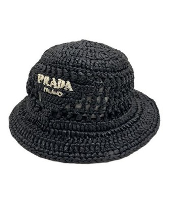 PRADA Woven Fabric Bucket Hat/Bucket Hat/Hat/Logo Hat PRADA Woven Fabric Bucket Hat/Bucket Hat/Hat/Logo Hat
