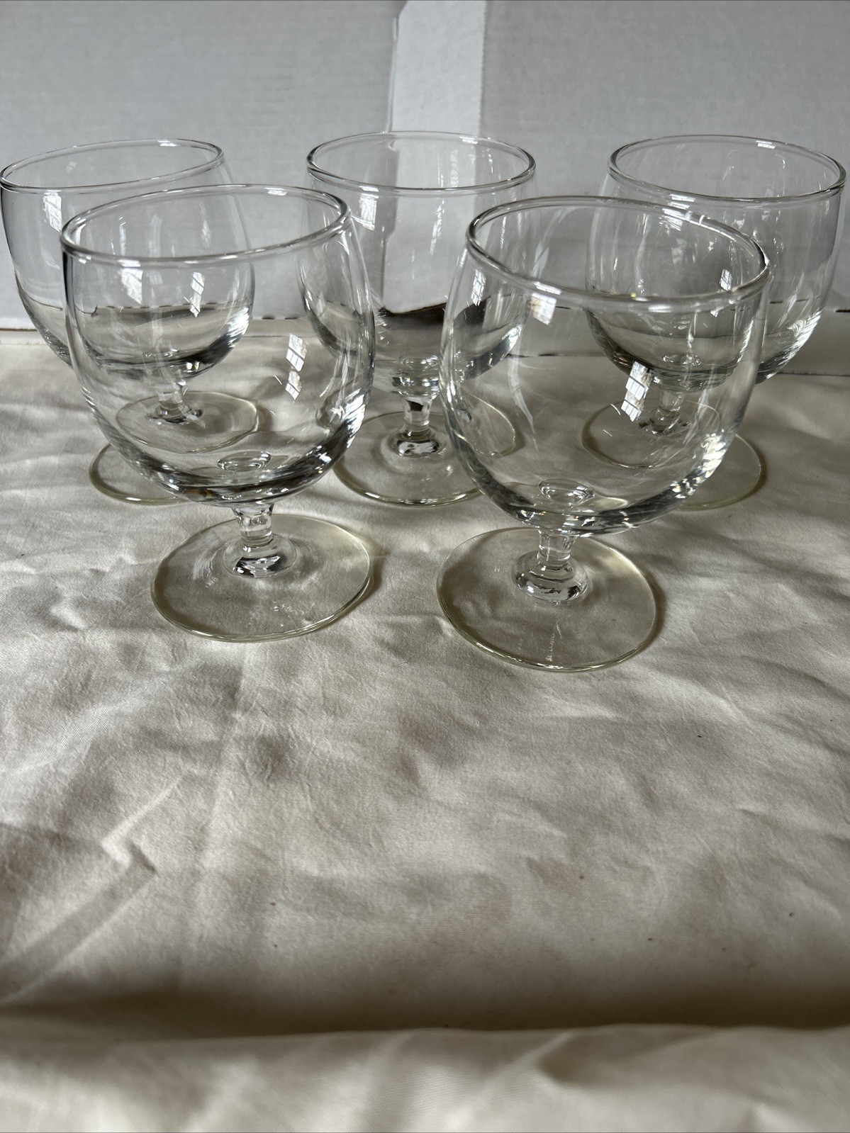 Vtg Set Of 4 Brandy Sniffers Cognac Whiskey Bourbon Clear Glasses Barware READ