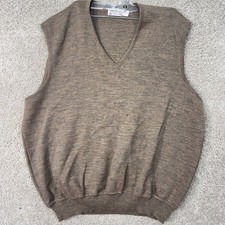 St. Croix Wool Sweater Vest Mens XX Brown Merino V-Neck Made in USA EUC