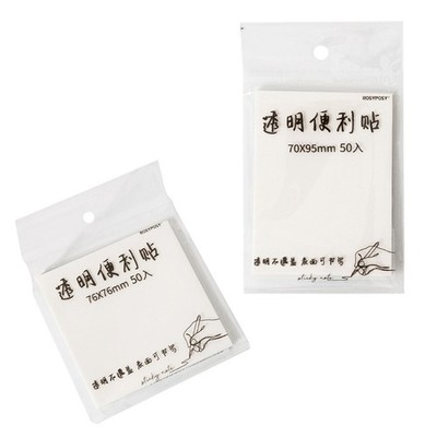 50 Sheets Clear Note Paper Easy to Write No Faded Waterproof Sticky Notes Pads