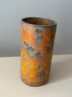 Haeger 7" Cylinder Vase Orange Peel Volcanic Lava Glaze