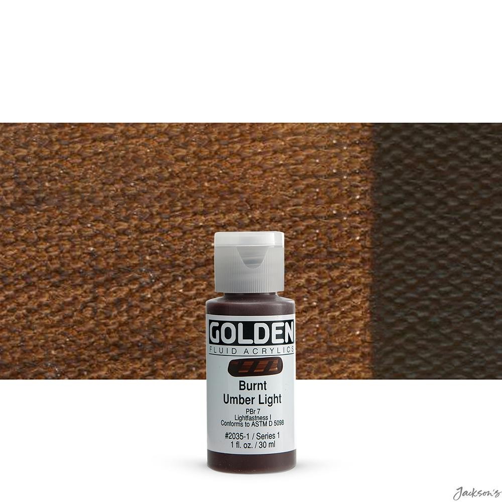 Golden Fluid Acrylic Paint 30ml Bottle Burnt Umber Light For Spraying Brushin...
