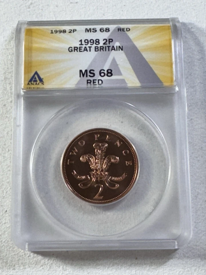 1998 Great Britain 2 Pence Graded MS 68 RD by ANACS - Image 4 of 4