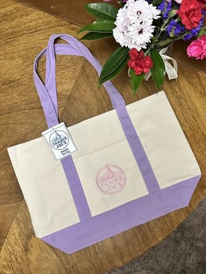NWT Lavender Trader Joe s Canvas Tote Shopping Bag LARGE