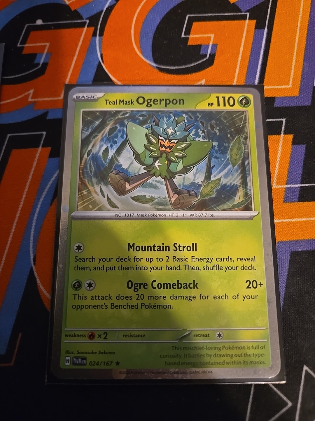 Teal Mask Ogerpon 24/167 NM Cosmos Holo Swirl Promo Pokemon Twilight Masquerade