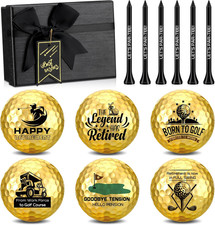 6 Pack Funny Retirement Gifts Golf Balls Set with 6 Pack Golf Tees for Men Hu...