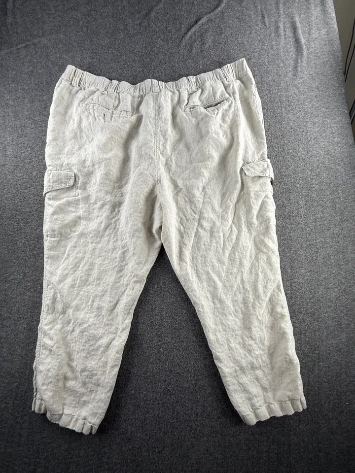 Caribbean Linen Cargo Pants Mens 45x27 Drawstring Elastic Waist Relaxed Fit - Image 2 of 4