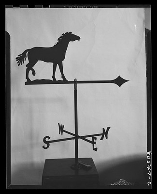 Photo:1930s Horse Weathervane Metal Weather Vane S W E N Directional Sign