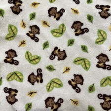 Bedtime Originals Lambs and Ivy Monkey Baby Blanket White Green Brown Yellow